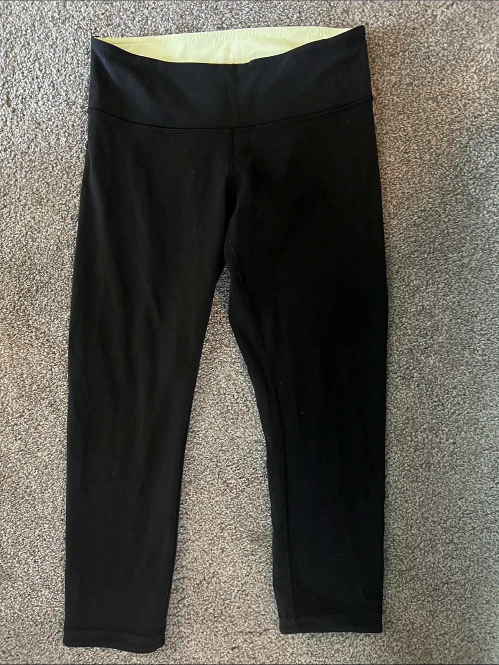 lululemon athletica Black Leggings with Pale Yellow Waistband